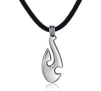 DonDon Mens Leather Necklace 19.7" 50 cm with Stainless Steel Pendant Surfer Tribe Bone