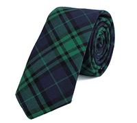 DonDon Men's Narrow Cotton Necktie Tie 2.36 inch 6 cm - green dark blue checkered