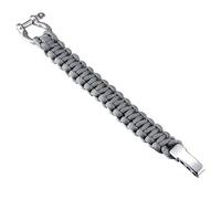 DonDon Men's Paracord Survival Bracelet Woven Outdoor Bracelet with Stainless Steel Fastening Grey