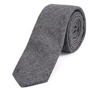 DonDon Narrow Men's Cotton Tie 2.36 inch 6 cm - brown beige herringbone pattern