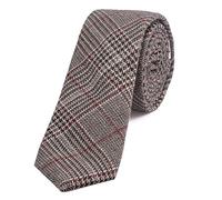 DonDon Narrow Men's Cotton Tie 2.36 inch 6 cm - dark red black brown checkered