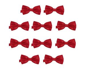 DonDon Set of 10 Men’s bow tie 4.72 x 2.36-12 x 6 cm already tied and completely adjustable - Dark red