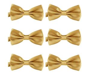 DonDon Set of 6 Men’s bow tie 4.72 x 2.36-12 x 6 cm already tied and completely adjustable Gold Brass