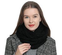 DonDon Winter Scarf for Women Knitted Loop Snood knit neck warmer knitting pattern - Black