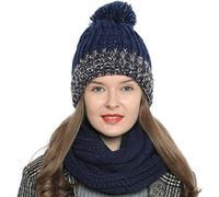 DonDon Winter Scarf for Women Knitted Loop Snood knit neck warmer knitting pattern - Dark blue