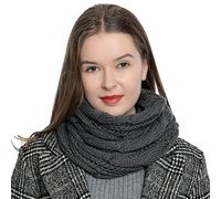 DonDon Winter Scarf for Women Knitted Loop Snood knit neck warmer knitting pattern - Grey