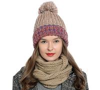 DonDon Winter Scarf for Women Knitted Loop Snood knit neck warmer knitting pattern - Light brown