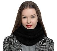 DonDon Winter Scarf for Women Loop Snood Knitted knit neck warmer knitting pattern - Black