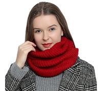 DonDon Winter Scarf for Women Loop Snood Knitted knit neck warmer knitting pattern - Dark red