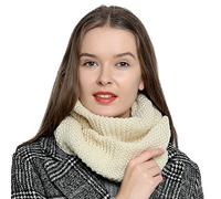 DonDon Winter Scarf for Women Loop Snood Knitted knit neck warmer knitting pattern - White