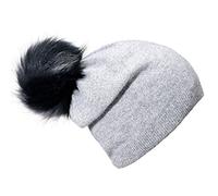 DonDon Women's Winter Beanie and detachable pom-pom to change - Grey