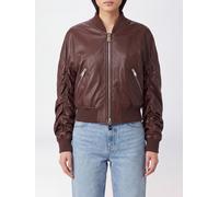 DONDUP Cropped Synthetic Leather Bomber Jacket with Metal Zip Closure - Size: 40 - female