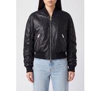 DONDUP Cropped Synthetic Leather Bomber Jacket with Metal Zip Closure - Size: 42 - female