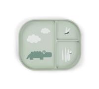 Done by Deer Foodie Children's Plate with Dividers - Children's & Baby Plate Non-Slip - BPA-Free Children's Tableware and Baby Tableware Made of 100% Food Grade PP - 22 x 18 x 2 cm