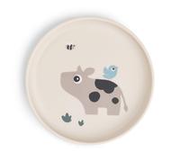 Done by Deer Foodie Plate Tiny Farm Sand, Diameter 20 - Plastic Plates with Practical Non-Slip Base - Children's Plate Made of 100% Food Grade PP with Non-Slip TPE
