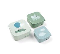 Done by Deer Happy Clouds Snack Box Set of 3 Green Practical Snack Boxes in Three Different Sizes Box: 100% PP, Lid: 100% Polyethylene Food Grade