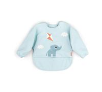 DONE BY DEER Sleeved Pocket Bib - Playground Blue | Adjustable, Easy-Clean Mess-Free Play Bib