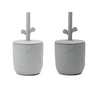 Done By Deer Straw 2 Pack Wally Cup Grey 12 Months