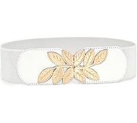 Doneboo Women's Stretchy Belt for Dresses Jumpsuit Coat Vintage Elastic Wide Leaf Waist Belt Waistband