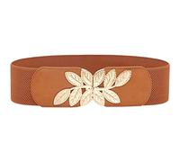 Doneboo Women's Stretchy Belt for Dresses Jumpsuit Coat Vintage Elastic Wide Leaf Waist Belt Waistband
