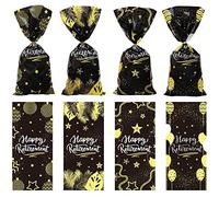 DoneJPee 100 Pcs Happy Retirement Goodie Bags, Retirement Gift Bags Happy Retirement Decorations Party Favor Treat Cellophane Candy Bags for Home and Office Farewell Party Supplies