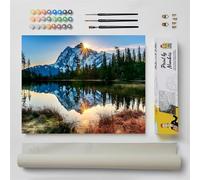 DonElton Paint by Numbers Kit for Adults, DIY Landscape Mountain and Lake, 40 x 50 cm, Acrylic Paints and Brushes Included