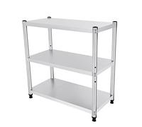 Donened 3 Levels Stainless Steel Table, 80 x 80 x 40 cm, Kitchen Work Table, Large Capacity, Cafeterias, Kitchen Shelf, Commercial Work Table for Restaurant