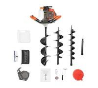 Donened - 71cc 2 Stroke Petrol Earth Drill, Fence Post Ground Hole Drill, with 3 Bit (100mm, 150mm, 200mm), Safety Gear, Air-Coole, for Sandy Soil, Forests, Farmland
