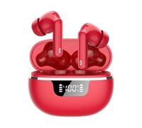 Donerton Wireless Earbuds, Bluetooth 5.4 Headphones with 4 ENC Noise Cancelling Microphone, Ear buds with HiFi Stereo Deep Bass, Bluetooth Earphones 40H Playtime, Red