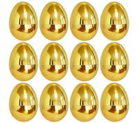 Donetuer Golden Easter Eggs, 12 Pack 2.36 Inch Gold Empty Eggs Fillable for Easter Hunt Supplies, Basket Stuffers, Easter Theme Party Favor