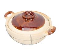DONFAMDS 0.5l Home Cooking Pot with Lid, Ceramic Clay and Iron Stewing Casserole with Double Handles, Uniform Heat Transfer and Slow Heat Dissipation for Soup, Rice, and Noodles