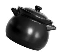 DONFAMDS 1.1l Ceramic Braised Chicken Rice Pot High-Temperature Resistant Casserole Pot with Lid Black Utensil for Home and Hotel Use