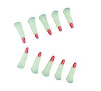 DONFAMDS 10pcs Halloween Fake Nails Glow-in-the-dark Witch Fingers Plastic Spooky Realistic Design Easy to Put for Party and Haunted House