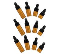 DONFAMDS 12PC Mini Dark Brown Glass Dropper Bottles with Lids Small Refillable Vials for Essential Oils Perfume and Chemistry Includes Portable Leak Sample Containers