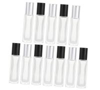 DONFAMDS 12pcs Refillable Glass Roller Bottles with Caps for Essential Oils and Perfume Transparent Thickened Square Design Travel-Friendly Organizer for Aromatherapy and Daily Use