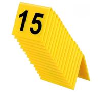 DONFAMDS 15 Pcs Yellow Triangular Plastic Number Markers with Stable Placement for Restaurant Tables and Evidence Bags Use, Crime Scene Decorations and Scene Markers from 1 to 15