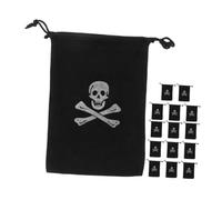 DONFAMDS 15pcs Skull Goodie Bag Present Wrap Bags Theme Party Drawstring Lady Bulk Wedding Decorations Cute Halloween Treat Assort Adult Pirate Accessories Fabric Polyester Black