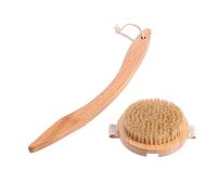 DONFAMDS 1Pc Detachable Wooden Bathing Brush with Long Handle Back Cleaning Tool for Shower Natural Bristles for Comfortable Massage Experience The Bathroom Khaki
