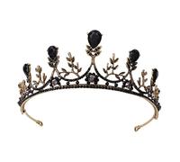 DONFAMDS 1Pc Vintage Bride Crown Tiara Rhinestone Hair Accessory for Weddings Birthdays and Cosplay Elegant Gold and Black Design for Women