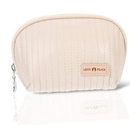DONFAMDS 1pcs Cosmetic Bag Portable Travel Makeup Pouch Stylish Half-Moon Design for Toiletries Daily Essentials and Cosmetics for Women The Go Beige