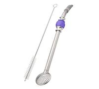 DONFAMDS 2 Pcs Stainless Bombilla Straws with Removable Filter Head and Cleaning Brushes Purple Gourd Drinking Filter for Loose Leaf Tea Coffee and Juice Enjoyment