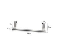 DONFAMDS 2 Pcs Stainless Steel Towel Hanging Rack Single-bar Organizer Over Cabinet Door Mount Multi-function Space-saving Holder for Kitchen Bathroom Laundry Small