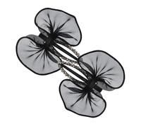 DONFAMDS 2pcs Black Rhinestone Bow Hair Claw Clips Sparkly Bubble Tulle Bowknot Barrettes for Women Durable Duckbill Holders for Weddings Parties and Daily Wear