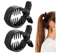 DONFAMDS 2Pcs Black Toothed Hair Clips Strong Tension Fish Tail Ponytail Holders Round Hair Claw for Effortless Updos for Styling and Versatile Occasions