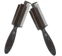 DONFAMDS 2pcs Double-sided Hair Brush Set for Styling and Cleaning Hard Bristle Barber Clipper Brush for Slick Back Hair and Beard Small Cleaner for Black Professional Barber Supplies