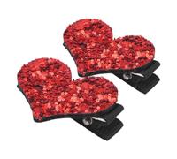 DONFAMDS 2pcs Glitter Hairpin Heart Sequin for Girls Cute Bling Embellished Clips Sparkle Hair Clips for Valentine Day Headwear for Birthday Party Favors