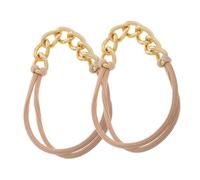 DONFAMDS 2pcs Gold Metal Chain Elastic Hair Ties Stylish Multifunctional Ponytail Holders Bracelets Durable Elegant Design for Women Versatile Accessories for Daily Use