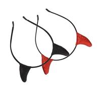 DONFAMDS 2pcs Halloween Devil Horn Headbands for Costume Party Unique Hair Hoops Red Black Headdress Props for Cosplay and Photography Elegant and Charming Design