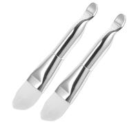 DONFAMDS 2pcs Mask Brush Double Side Facial Mask Applicator with Spoon Silver Nylon Aluminum Comfortable Grip Suitable for Most Skin Types Personal Use Home Travel