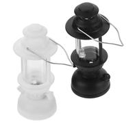 DONFAMDS 2pcs Miniature Retro Oil Lanterns with LED Light Dollhouse Furniture Scene Ornaments Soft Warm Glow Decorative Street Light Model for Miniature Dollhouse and Small Scale Scenes